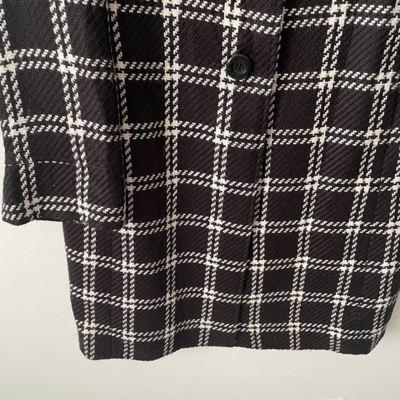 Amanda Smith Black White Check Plaid Tweed Coat Sz 14 - Picture 3 of 6